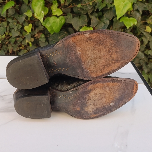 Nocona Full Quill Ostrich Western Boots Size 9.5 D Black/Red - Picture 12 of 12